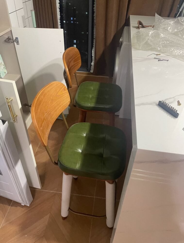 เก้าอี้บาร์ MY DOLLS HOUSE COCO 65 ซม. สีไม้เข้ม เบาะสีเขียว